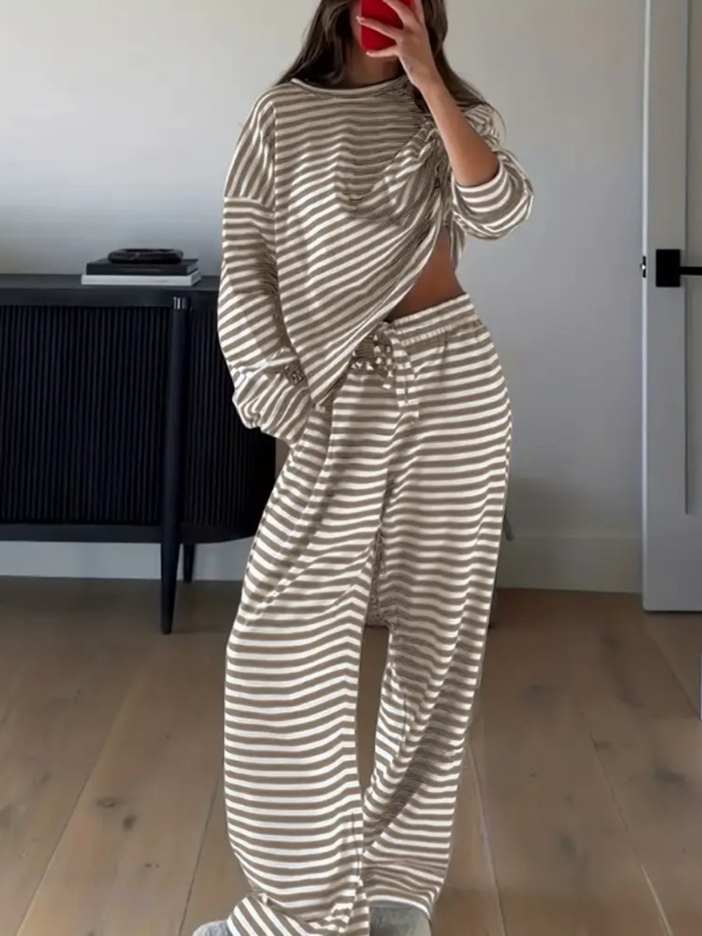 Striped Long Sleeve Top and Pants Set
